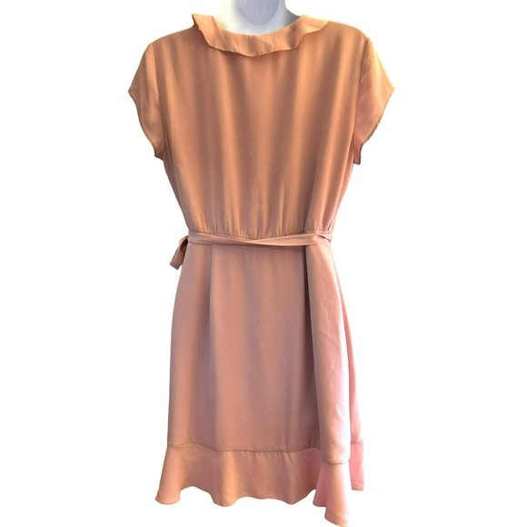Sunday Best Aritzia Women's Blush Pink Ruffle Wrap Dress Size 6 Summer - Picture 4 of 6